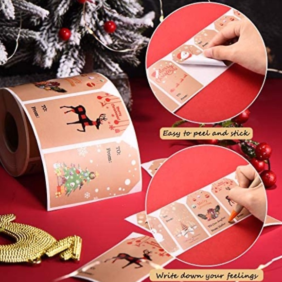 50 HOLIDAY PRESENTS LABELS 2024 - Kraft color - Picture 3 of 7